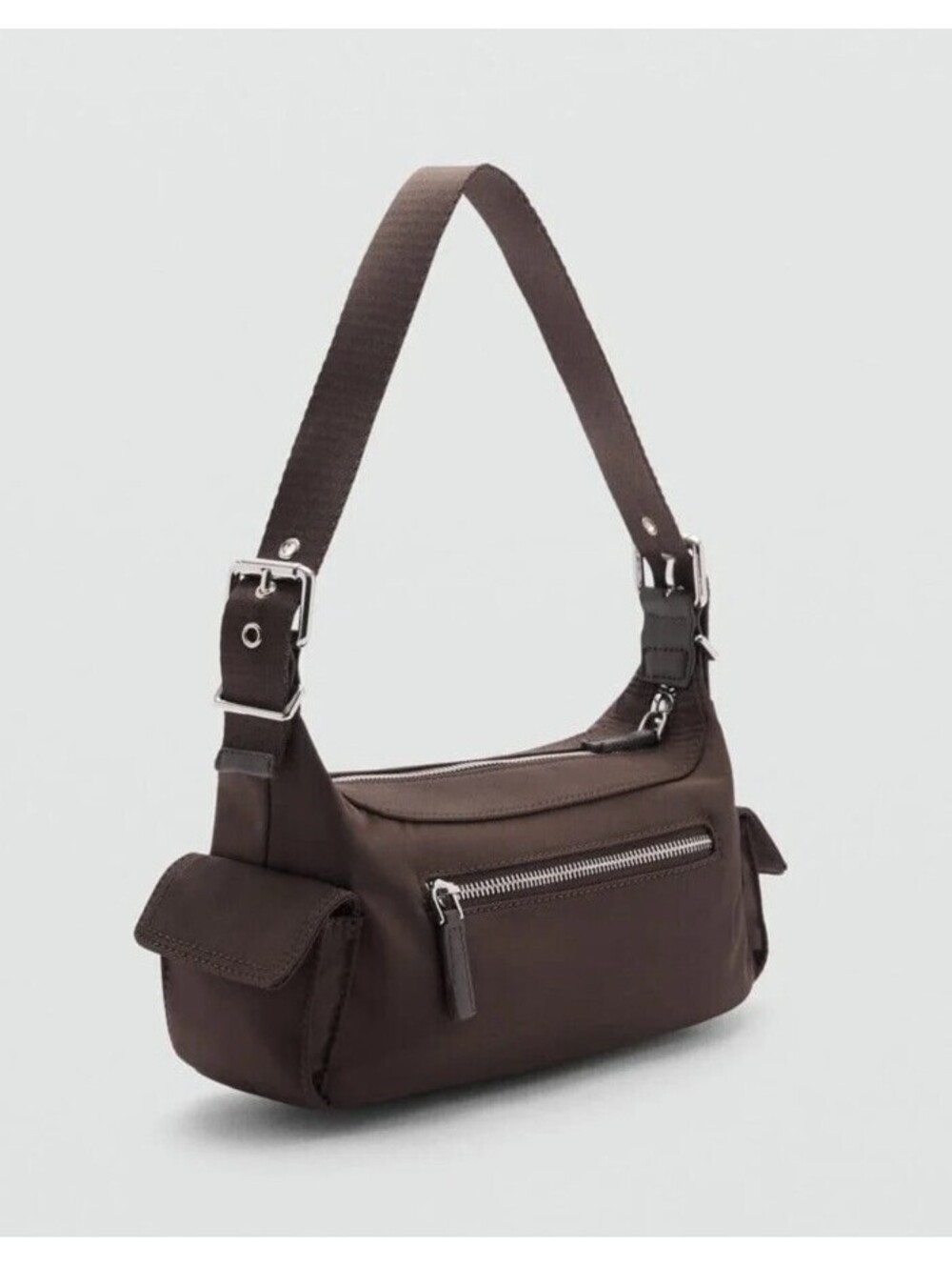 Mango Pockets Detail Nylon Cargo Bag Chocolate / Brown